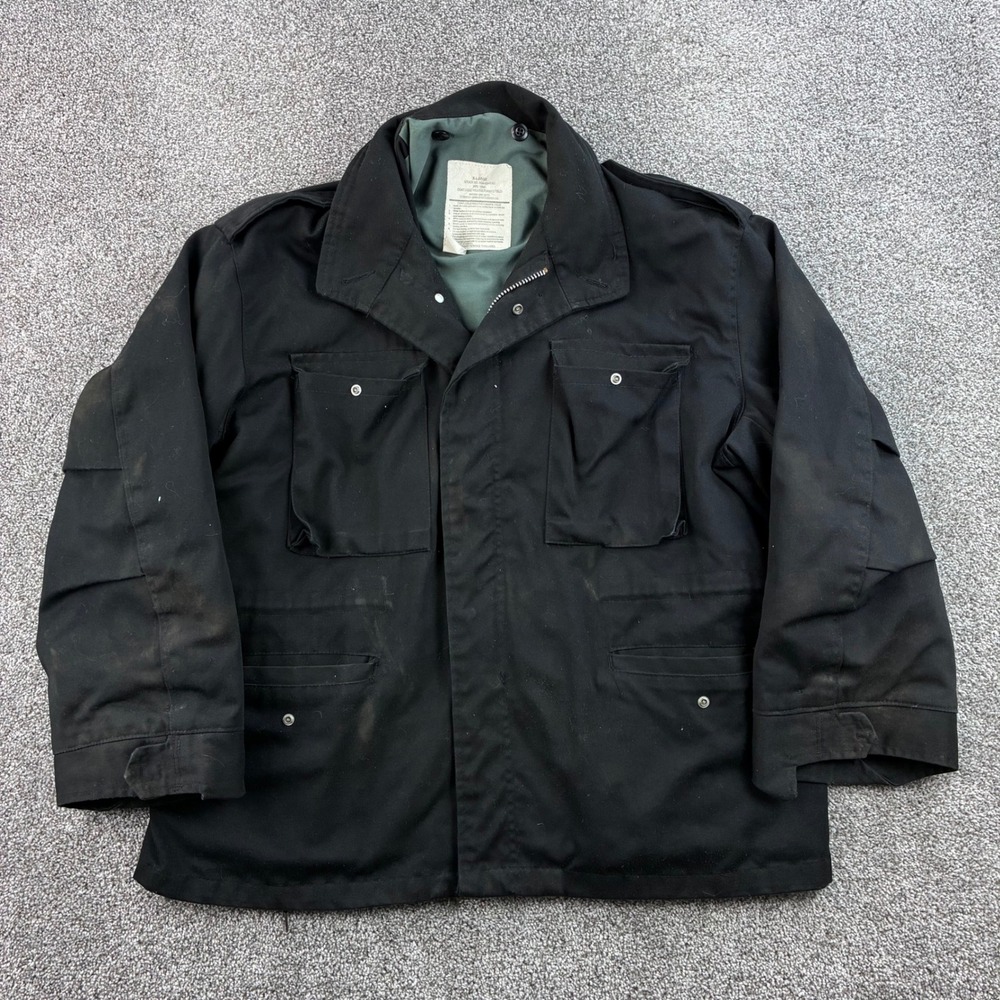 Vintage Corinth M-65 Field Jacket Mens XL Black Col Weather USA Military